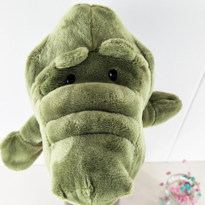 Weiches gefülltes Geschenk, grünes Krokodil, großer Mund, Handpuppe, Plüschtier