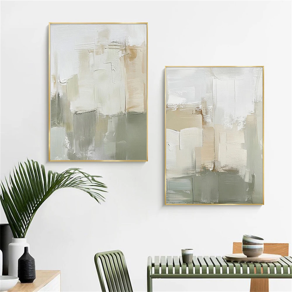 

Light green abstract paintings set of 2 neutral sage green prints modern minimalist posters abstract art wall decor home decor