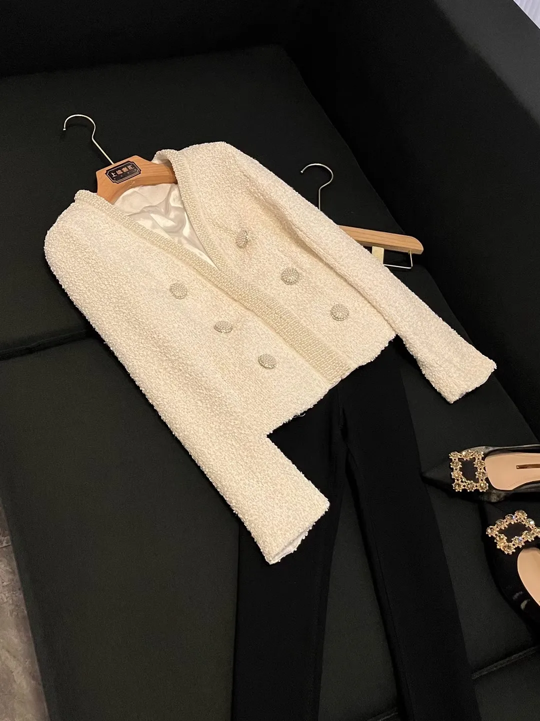 جديد Sli العمل الثقيل مزين ort Jaet المرأة سليم صالح Faionable ملابس خارجية E389 معطف طويل Sve اللون القطن #1