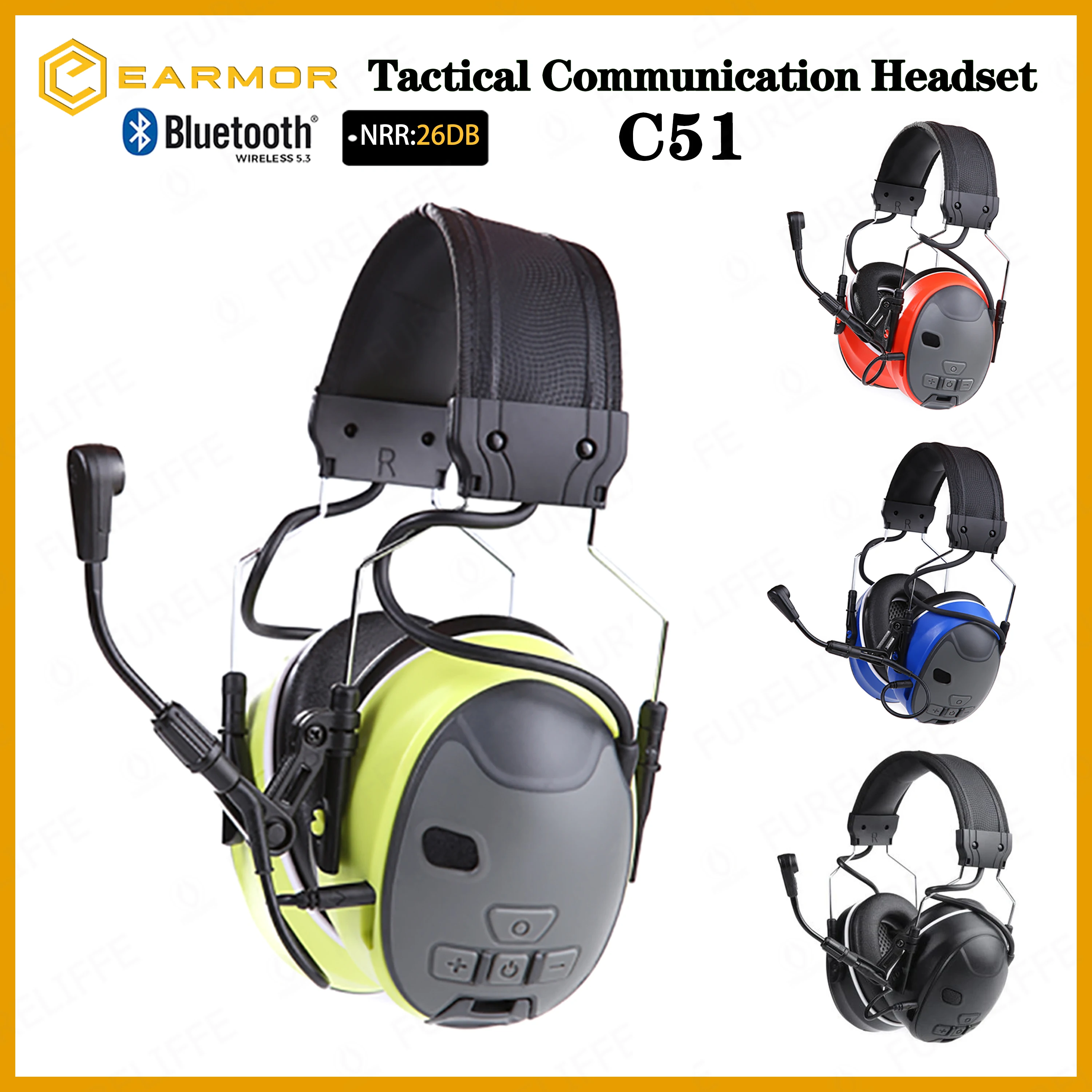 

Hearing Protection Noise-proof Bluetooth Electronic Noise Canceling Headset Airsoft Shooting outdoor hunting Tactical Earmuffs