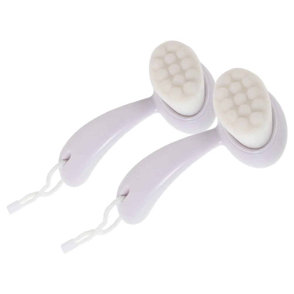 2Pcs Manual Facial Cleansing Brush Soft Bristles Long Handle Blackhead Removal Deep Clean Face Scrubber Exfoliator Skin Care