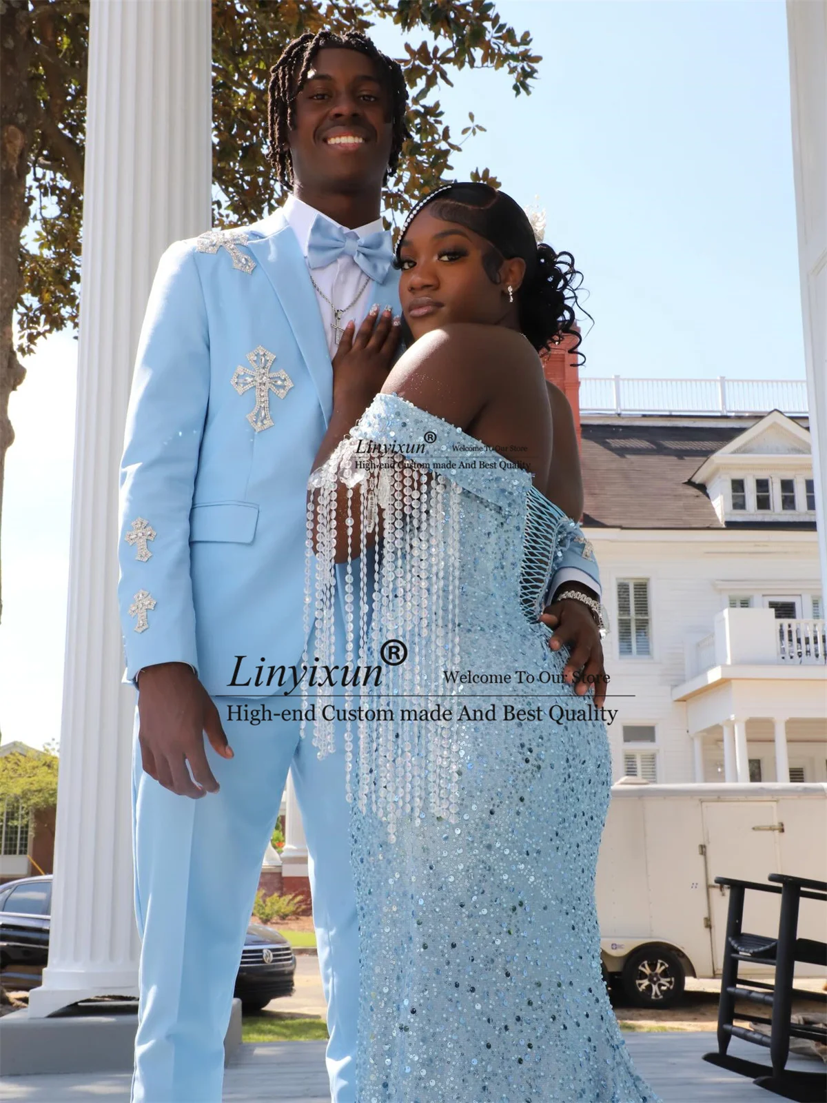 

Glitter Wedding Tuxedos With Diamond Beaded Men Suits 2 Pieces Sets Groom Male Prom Blazers Customized Terno Masculino Completo