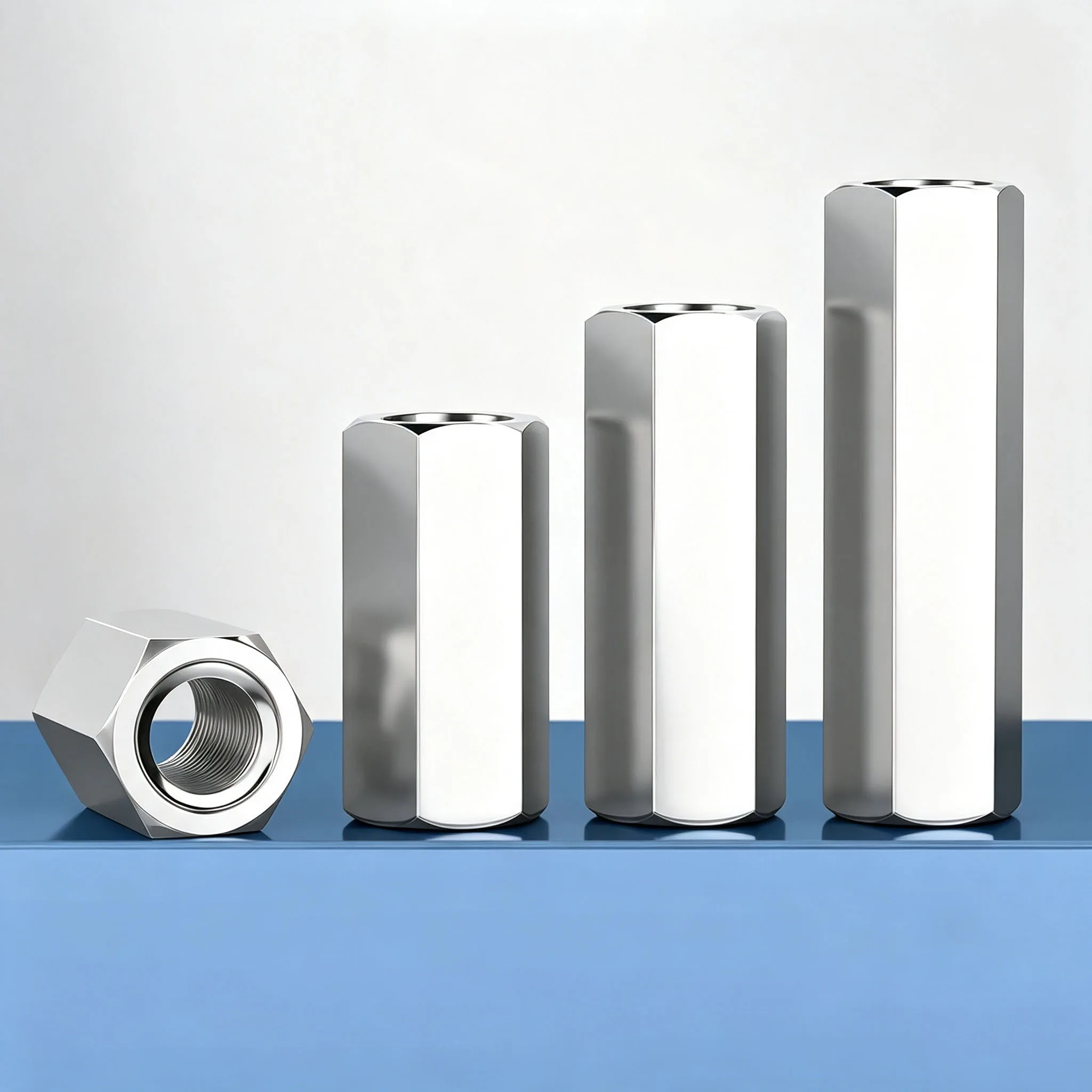 GB56 304 Stainless Steel Hex Coupling Nuts 8# 10# UNC UNF Thread Long Extension Joint Sleeve Connecting Nuts