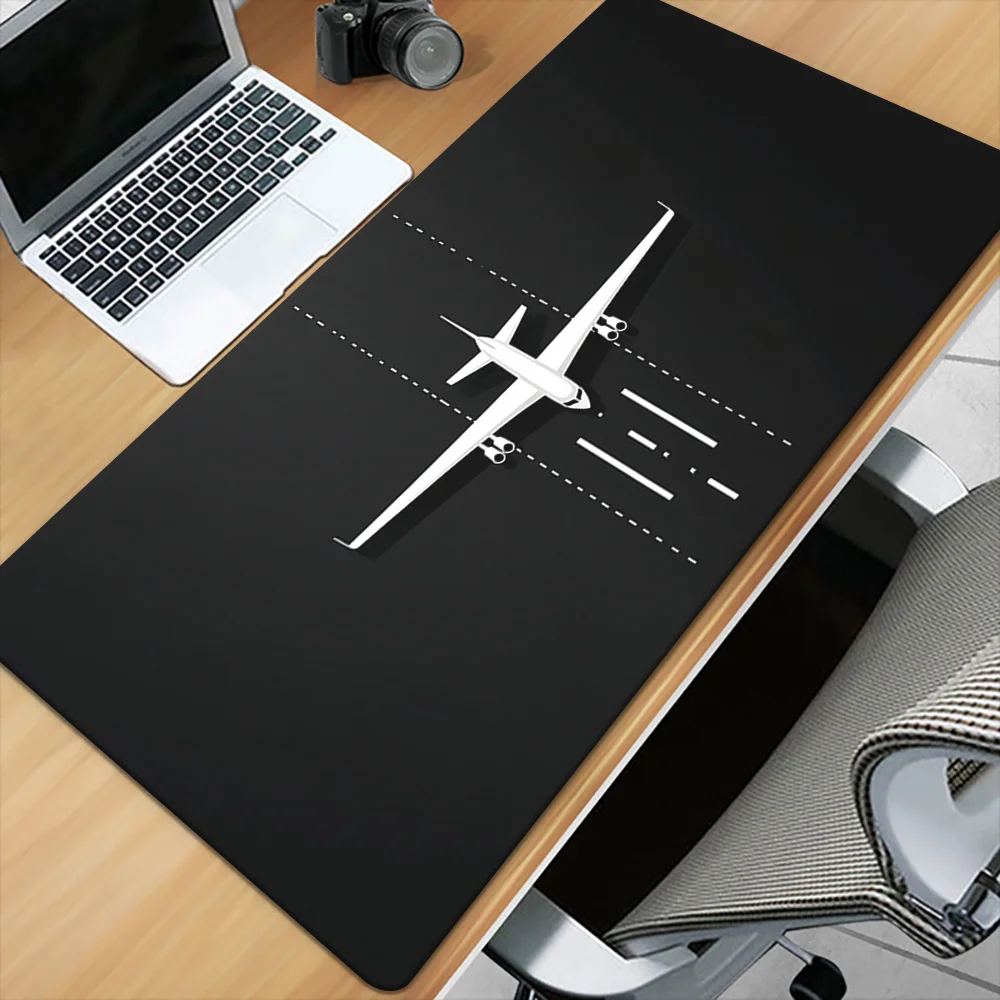 

Black Airplane Design Mouse Pad Large Rubber Anti-slip PC Desk Accessories Mousepad for Office and Gamer Keyboard Mats Decor Mat