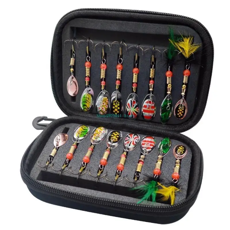 

T3LD 16Pcs Trout Fishing Spoons Lures Fishing Spinner Metal Hard Baits with Hook Sequins Baits Crankbaits Easy to Use