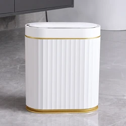 Smart Sensor Trash Can For Kitchen Garbage Tin For Bathroom Light Luxury Family Living Room Cracks Trash Bin Cubo Basura