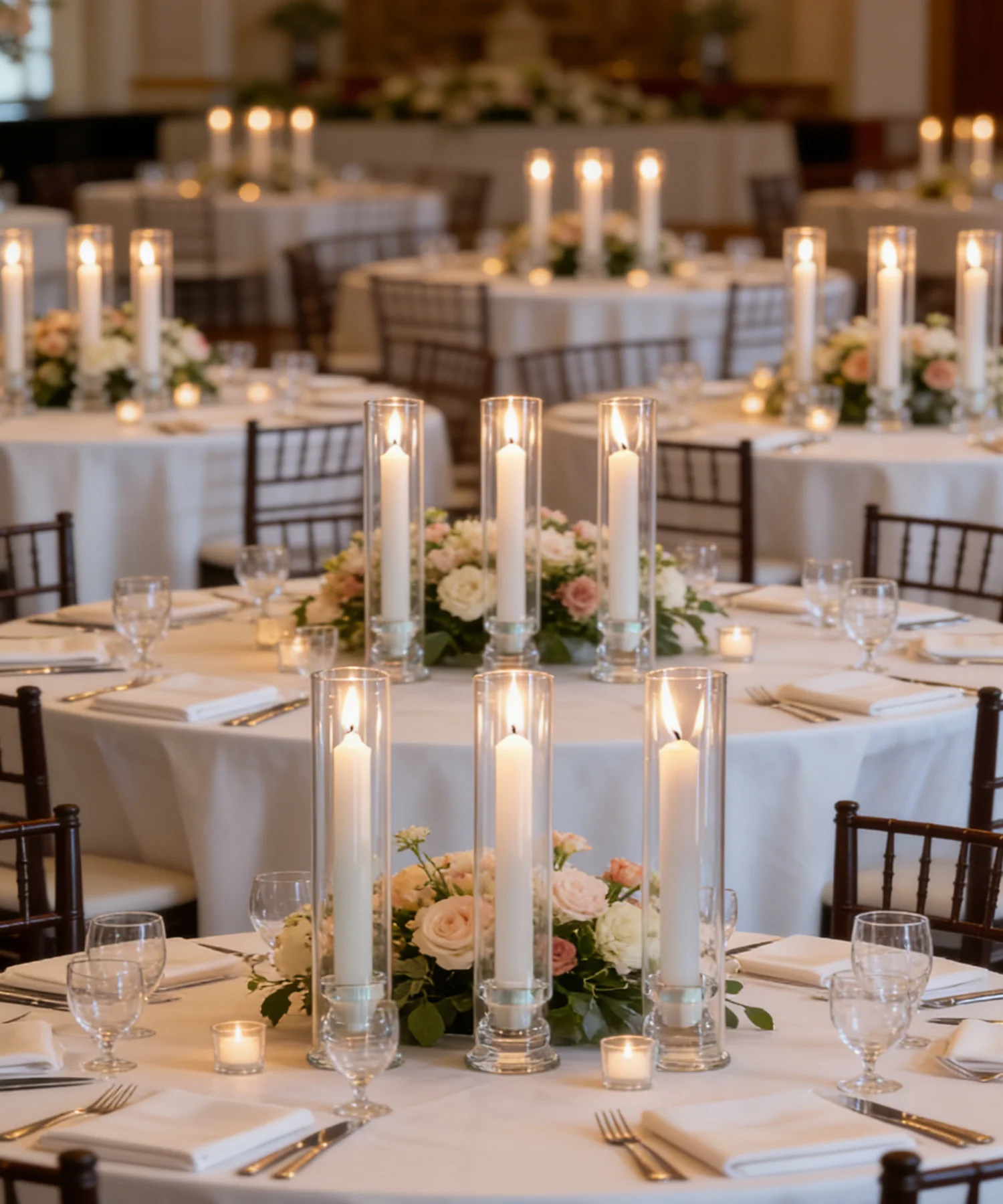 transparent candle holder, hurricane glass candle holder, used for decorating the center of the dining table, wedd