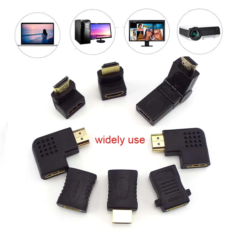 90 180 270 360 Degree2 in 1 Male to Female HDMI-compatible Converter Mini Micro Adapter Extender Cable Laptop 1080P HDTV