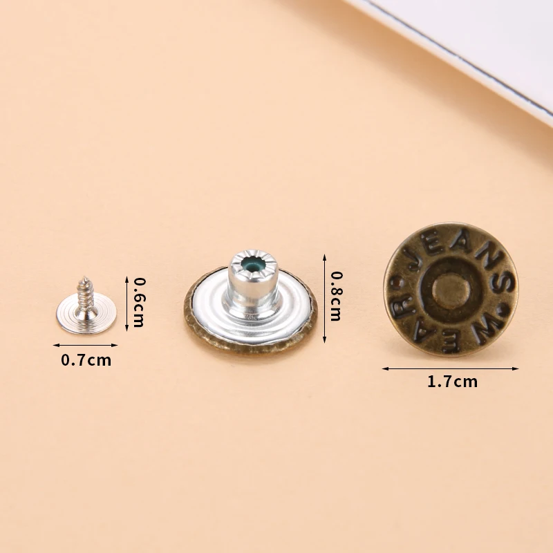 10PCS 17mm Jeans Button Men Women Sewing-Free Detachable Pants Change Waist Size Buttons Accessories To Send Screwdriver