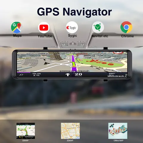 4G 안드로이드 14.0 4G+64G 12인치 차량용 후방 카메라 ADAS FHD 자동 녹화 GPS 네비게이션 블랙박스 후방 거울 카 DVR