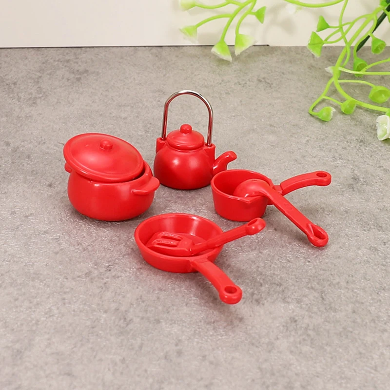 New 1 Set Kids Toys 1:12 Dollhouse Miniature Soup Pot Spoon Pan Kettle Model Kitchen Cookware Accessories DIY Decoration