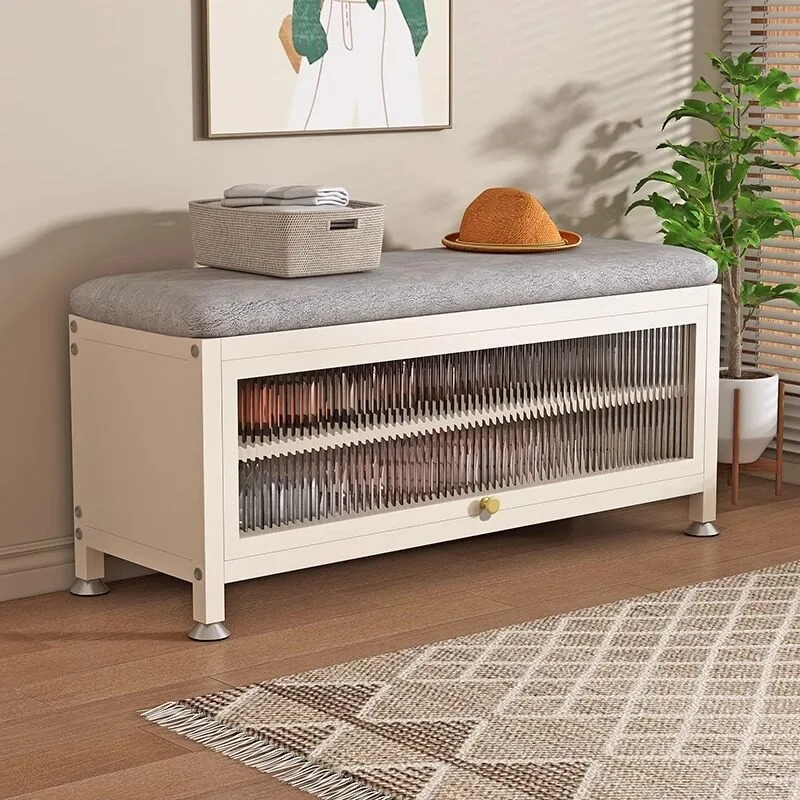 Metal Shelving Shoes Changing Stool Entry Storage Glass Black Shoes Changing Stool Floor Cabinets Taburete Con Ruedas Furniture