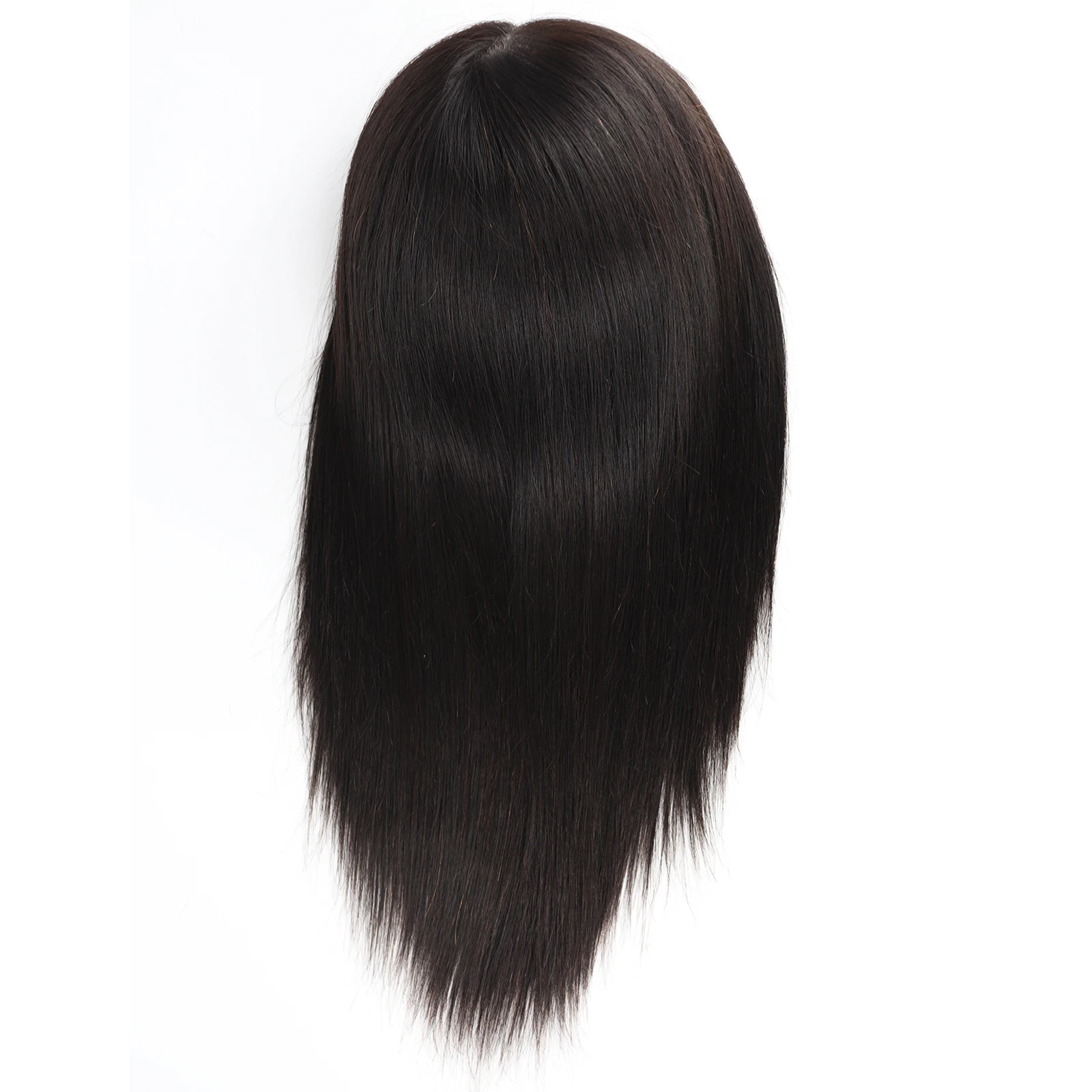 Straight Virgin European Human Hair Silk Top Wig with Bangs — 6x6 Silk Base