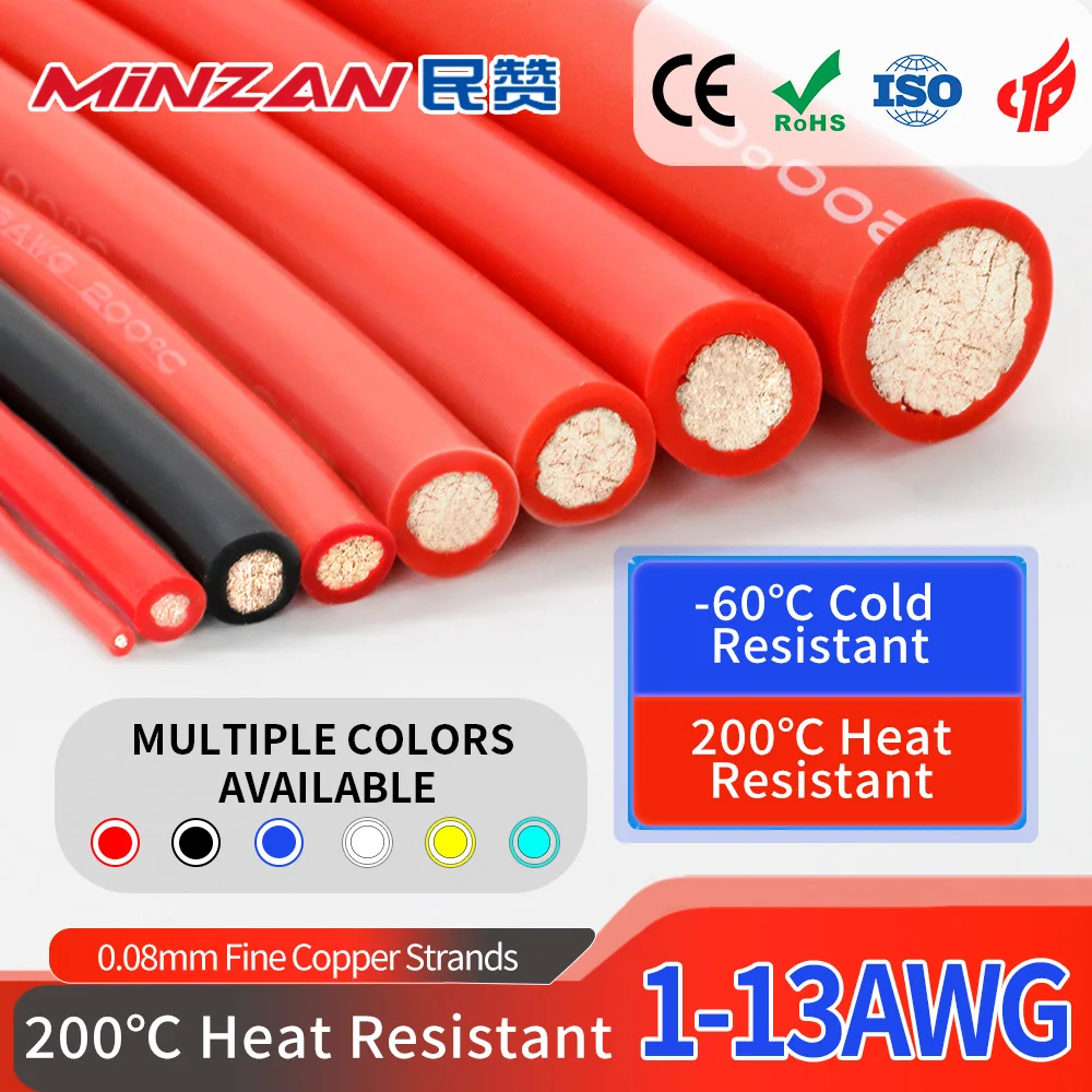 UL3135 Heat-Resistant Cable 1M/5M Ultra Soft Silicone Wire High-Temperature Flexible Copper 30-10 AWG for Electronics Market