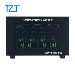 TZT CQV-SWR-508 200W 1.8-54MHz Digital SWR & Power Meter 4.3-inch IPS Color Screen Standing Wave Meter for Ham Radio
