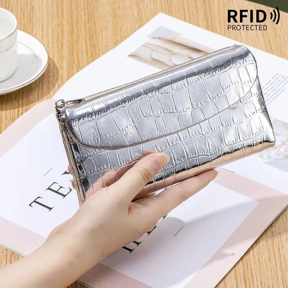 Woman Handy Bag Genuine Leather Crocodile Pattern Purse Portable Phone Bag Woman Wallet Fashion Clutch Bag Elegant Long Wallet