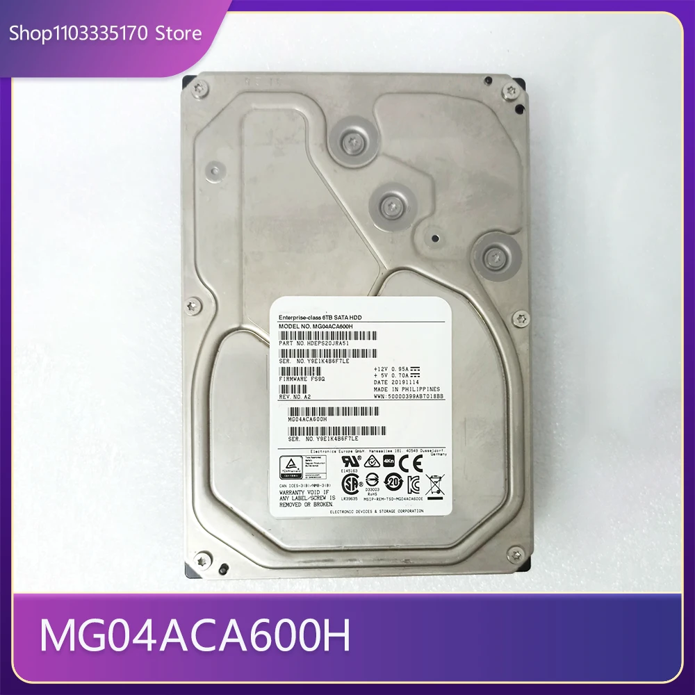 For Toshiba MG04ACA600H 6T 3.5 Inch 7.2K Enterprise SATA Server Hard Disk