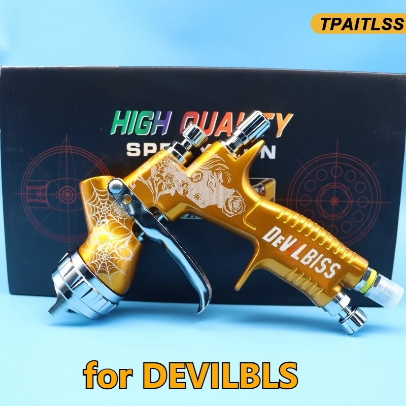Golden Car Spray Gun TE20/T110 Nozzle 600ml Cup HVLP GT PRO Car Spray Tool Pistol  for DEVILBLS