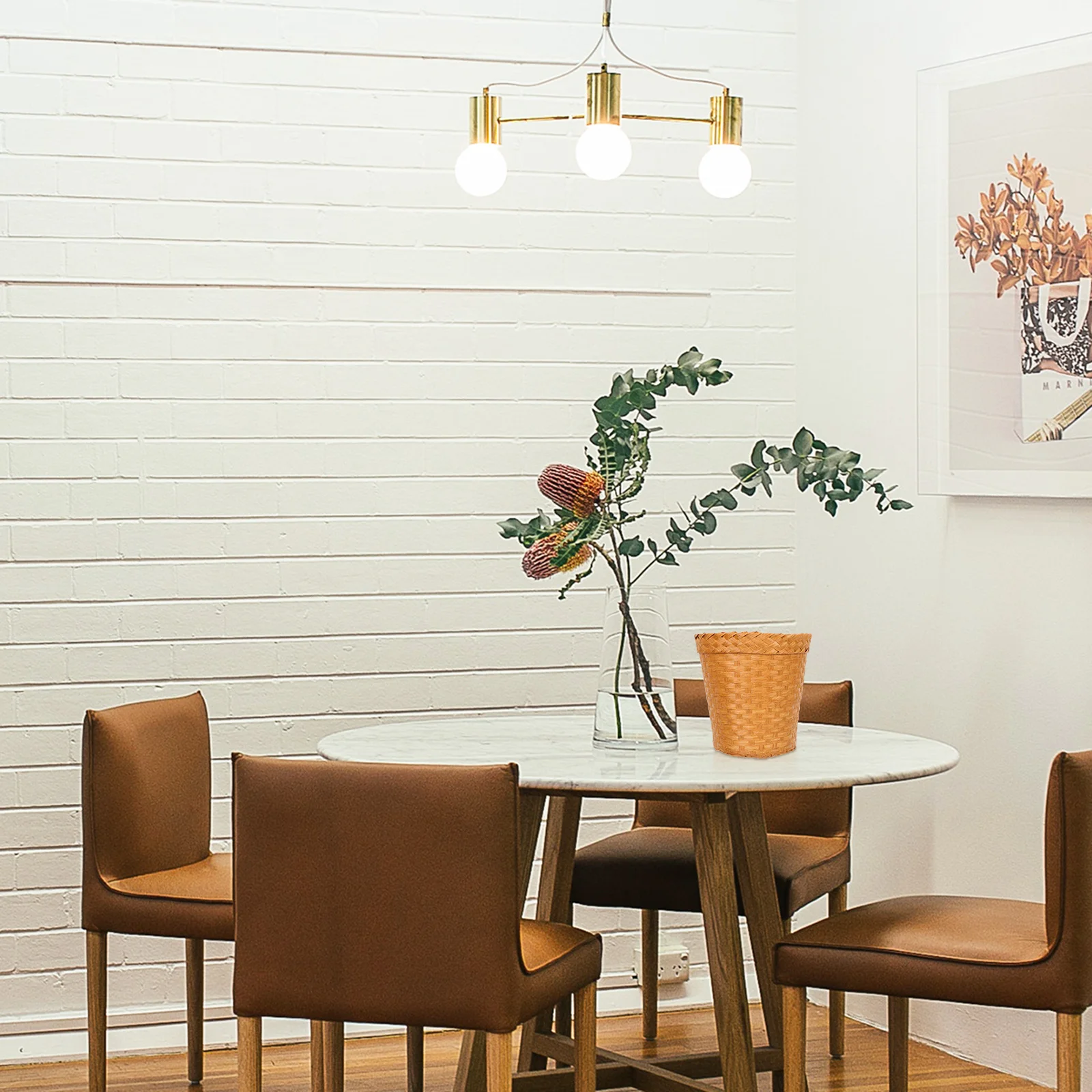 

1pc Grass Woven Basket Large-Capacity Storage Organizer For Home Office Kitchen Bathroom Laundry Waste Paper Holder