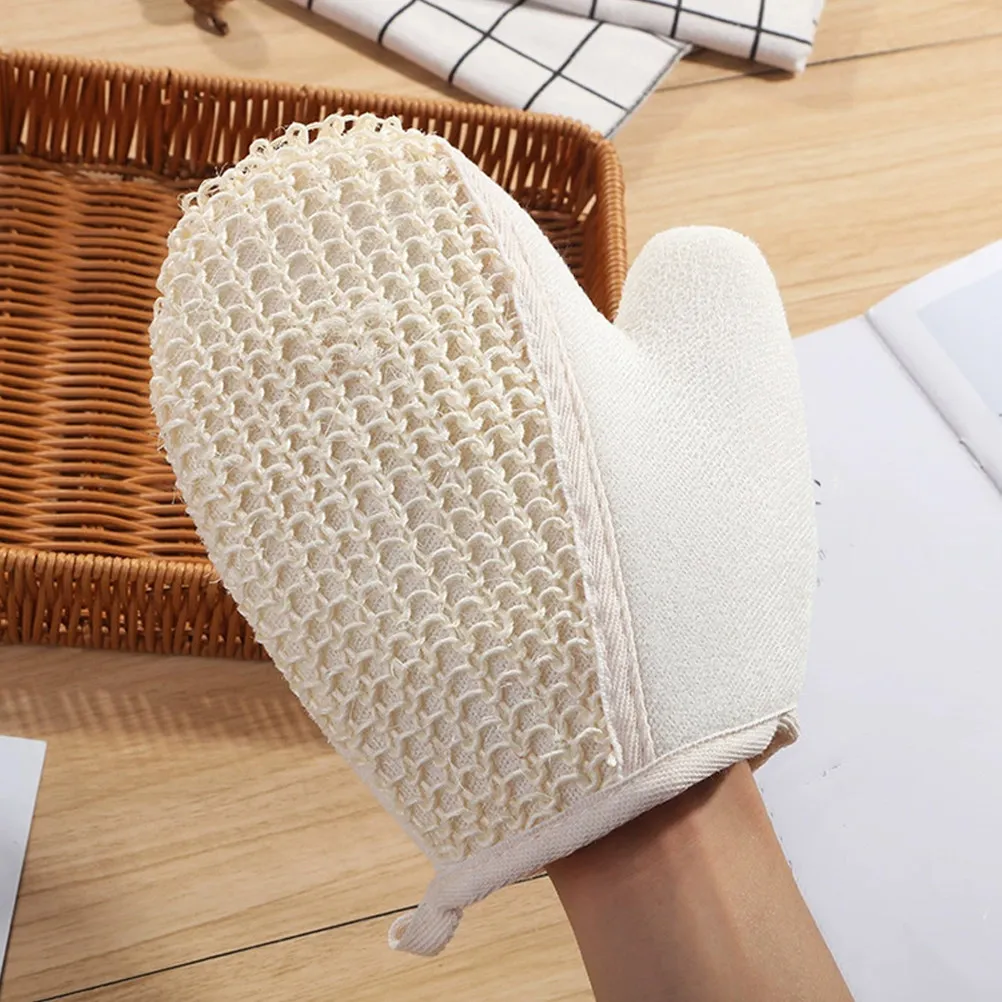 Sisal Bath Gloves 2 Piece Natural Fiber Exfoliating Mitts for Adults and Kids Body Scrub Shower Washing
