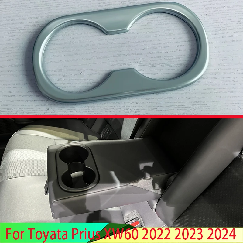 For Toyata Prius XW60 2022 2023 Car Accessories AB Rear Seat Drink Cup Holder Chrome Trim Cover Bezel Surround Frame Styling