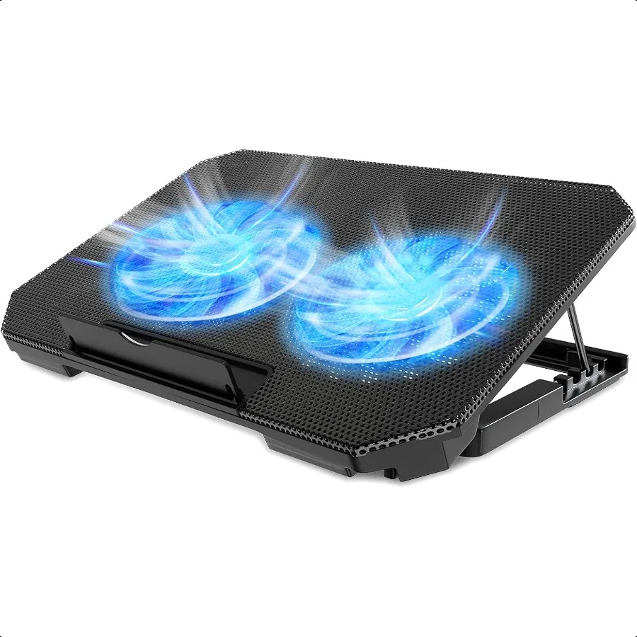 

Laptop Cooling Pad with Adjustable Height Two 5.1 Inches Fan 2 USB Ports Suitable for 1215.6 LaptopsBlack