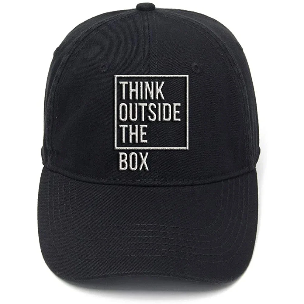 

Lyprerazy Think Outside The Box Washed Cotton Adjustable Men Women Unisex Hip Hop Cool Flock Printing Baseball Cap