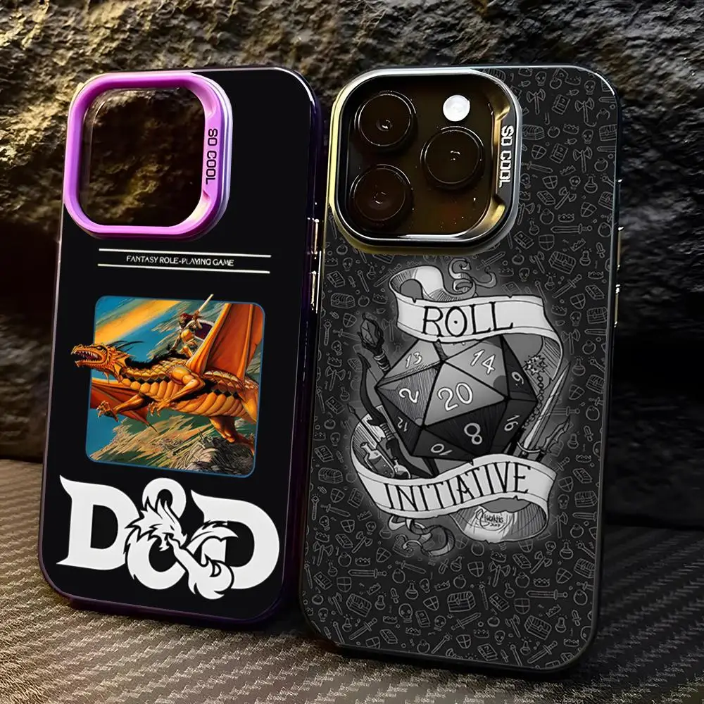 Чехол для телефона Game D-Dungeons D-Dragons D-DND для IPhone 16 Pro Max 15 Pro 14 Plus 12 13 X XS Max XR 11 Pro, цветной серебряный чехол