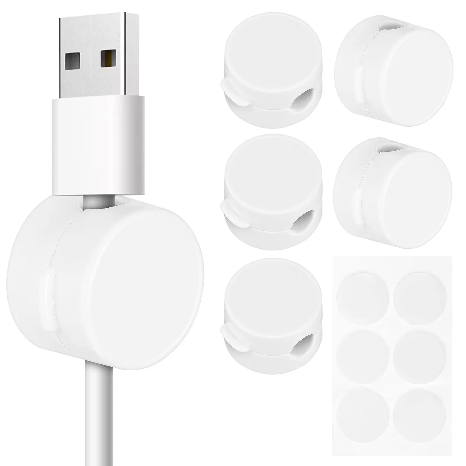 6Pcs Sleek Magnetic Cable Organizer Clips Compact Cord Keeper for USB Chargers Headphones Office Home Car Desk Wire Management