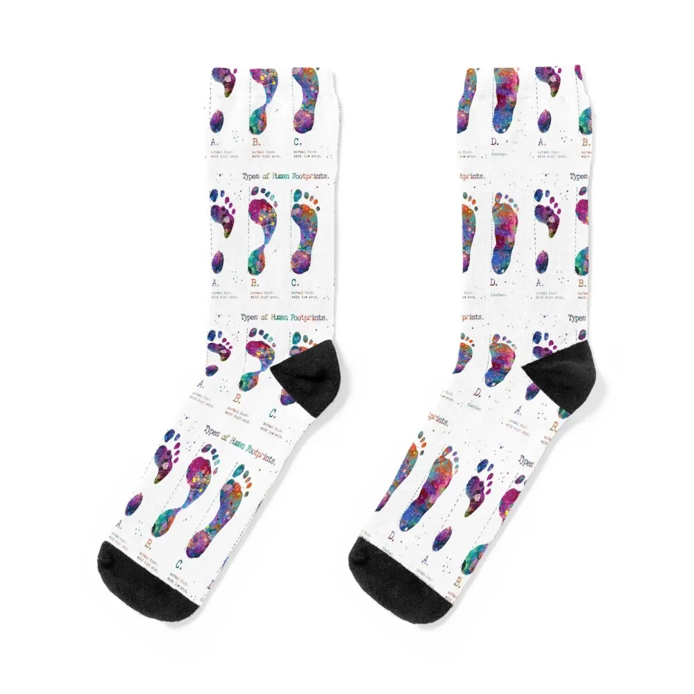 

Types of Human Footprints Socks shoes gift valentine gift ideas with print Men Socks Women's