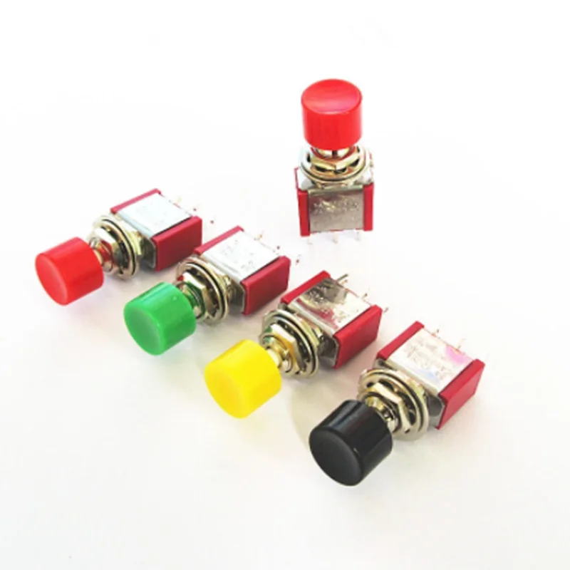 10pcs 3Pin NO NC 6mm Mounting Momentary Toggle PushButton Switch Round Cap Unlock Red/Yellow/Green/Black