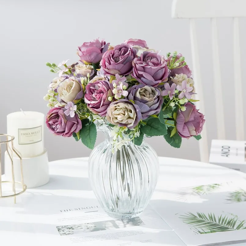 Künstliche Blume für Zuhause, Raumdekoration, Zubehör, Hochzeit, Sammelalbum, Pfingstrose, Süßigkeiten, Geschenkbox, Arrangement, Festival, Seidenrosenstrauß – Detail 9