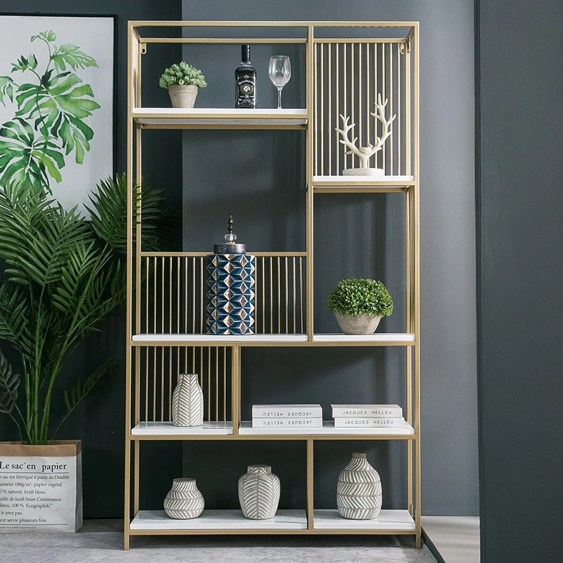 Nordic Internet celebrity shelves floor ins wrought iron bookshelf bedroom living room entrance dining room light luxury partiti