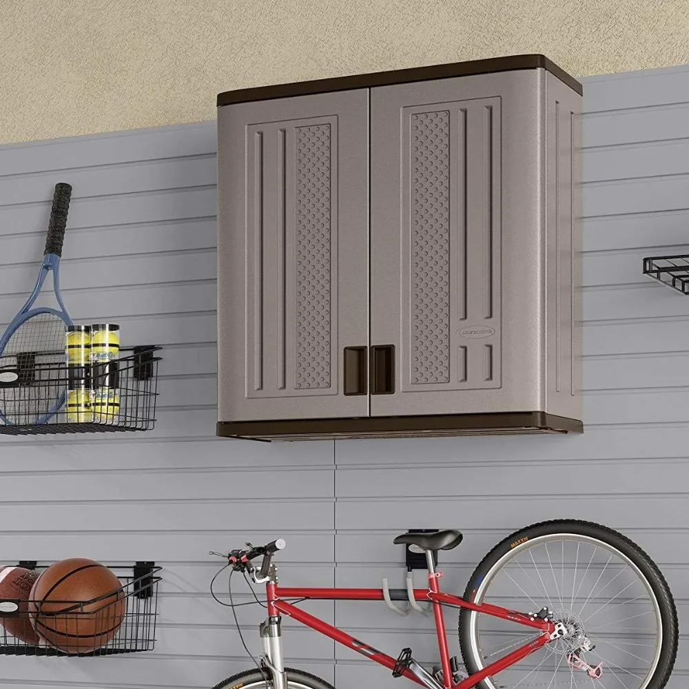 

2 Pack 4 Cubic Feet Resin Single Shelf Garage Wall Storage Cabinet, Platinum