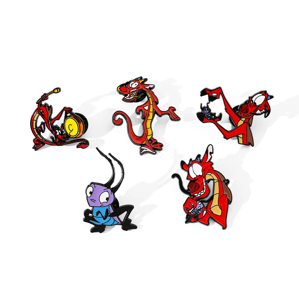 

Disney Anime Mulan Creative Brooch Cartoon Fashion Mushu Metal Badge Jewelry Clothing Backpack Accessories Gift for Friends