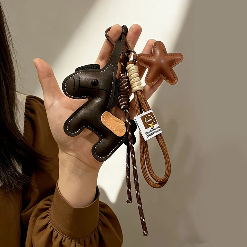 

Pony Keychain Leather Backpack Charm Ins Personalized Car Keychain Bag Pendant Miu Purse Femme Handbag Strap Decoration Gift