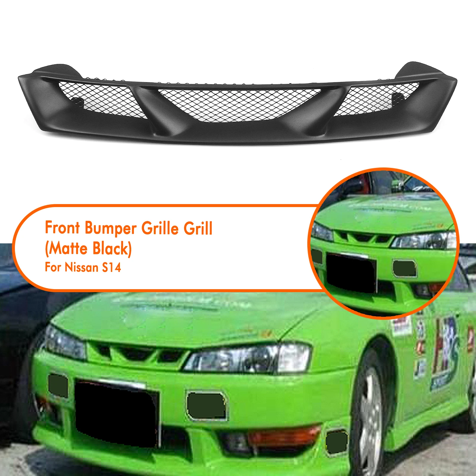 Front Bumper Grille Mesh Grill Air Vent Intake For Nissan S14 Silvia 1995 1996 1997 1998