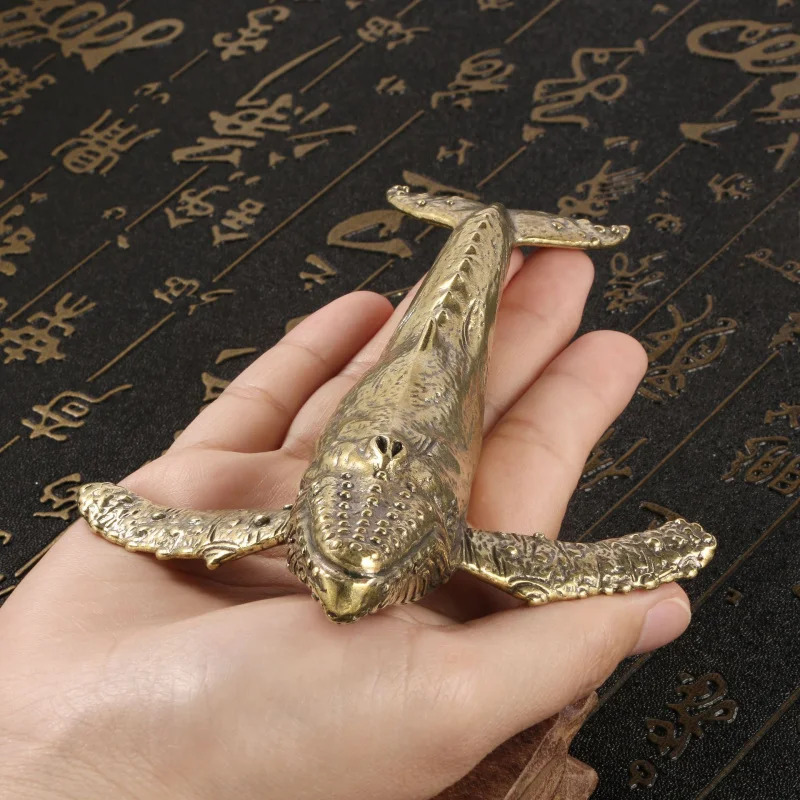 Ocean Humpback Whale Brass Ornament Antique Style Tea Pet Desktop Decoration Copper Craft
