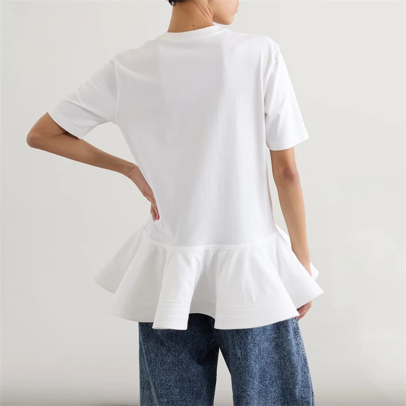 2026 Summer New Women's Heavyweight 3D Quilted Umbrella Edge Short-Sleeve T-Shirt High-Quality Fashionable Casual A-Line Top