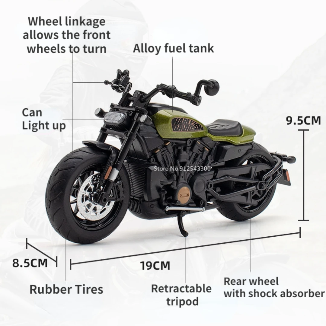 1/12 Scale Halei Sporter SS Alloy Motorcycle Model Toys Diecast Sound Light Model Motorcycle Toy for Boy Holiday Gift Collection