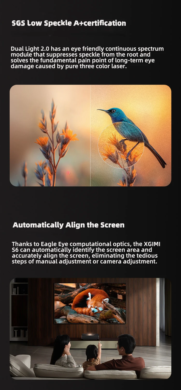 โปรเจคเตอร์ Xgimi S6 สมาร์ท 3 มิติ LED เลเซอร์ โฮโลแกรม ระยะฉายสั้น 4K มินิ พกพา สำหรับบ้านอัจฉริยะ