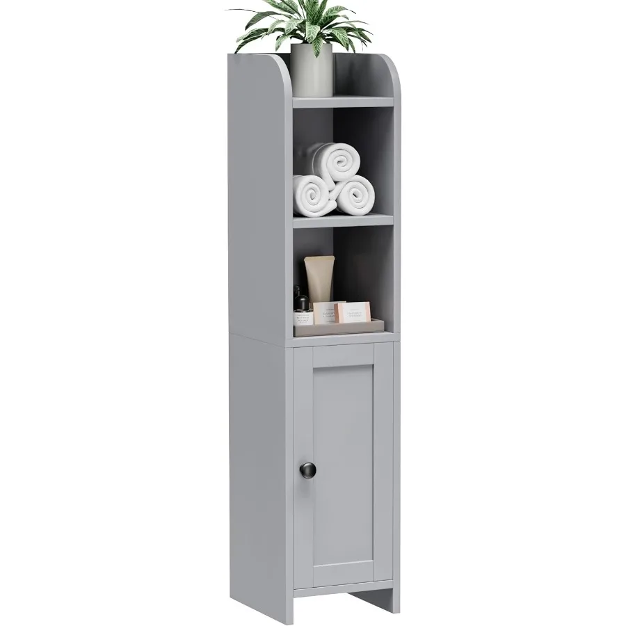 خزانة أرضية زاوية مدمجة مع باب وأرفف قابلة للتعديل لتخزين الحمام الصغير بجانب حامل ورق المرحاض مثالي لـ Sk
