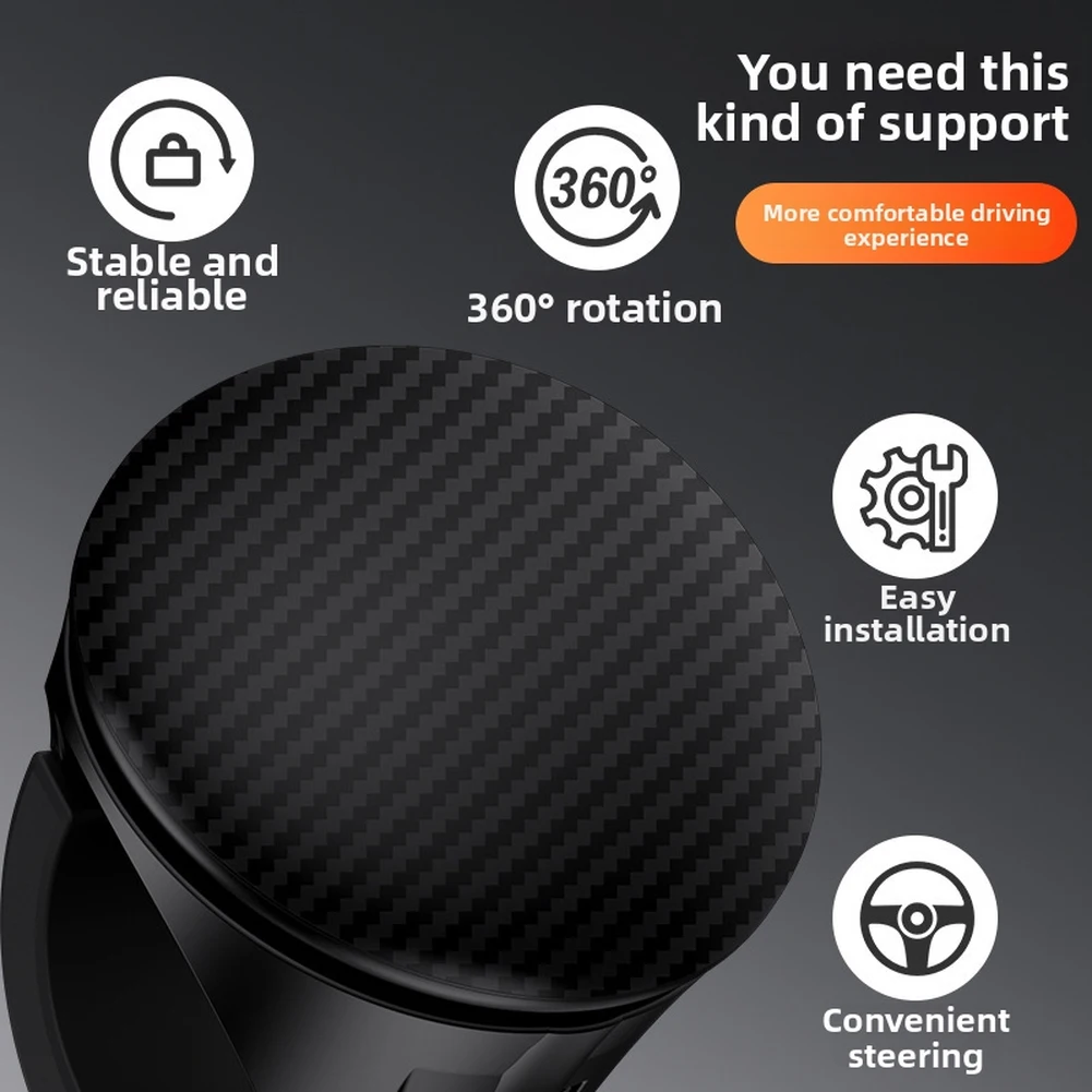 Silicone Carbon Fiber Steering Wheel Spinner Knob 360 Degree Rotation for Cars Trucks Trailers Boats Agricultural Machinery
