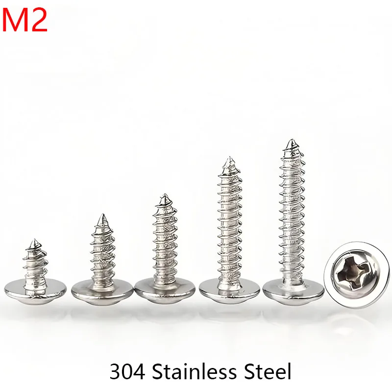 

M2 304 Stainless Steel Phillips Truss Head Wood Screws Quick Metal Self Tapping Screws Bolts