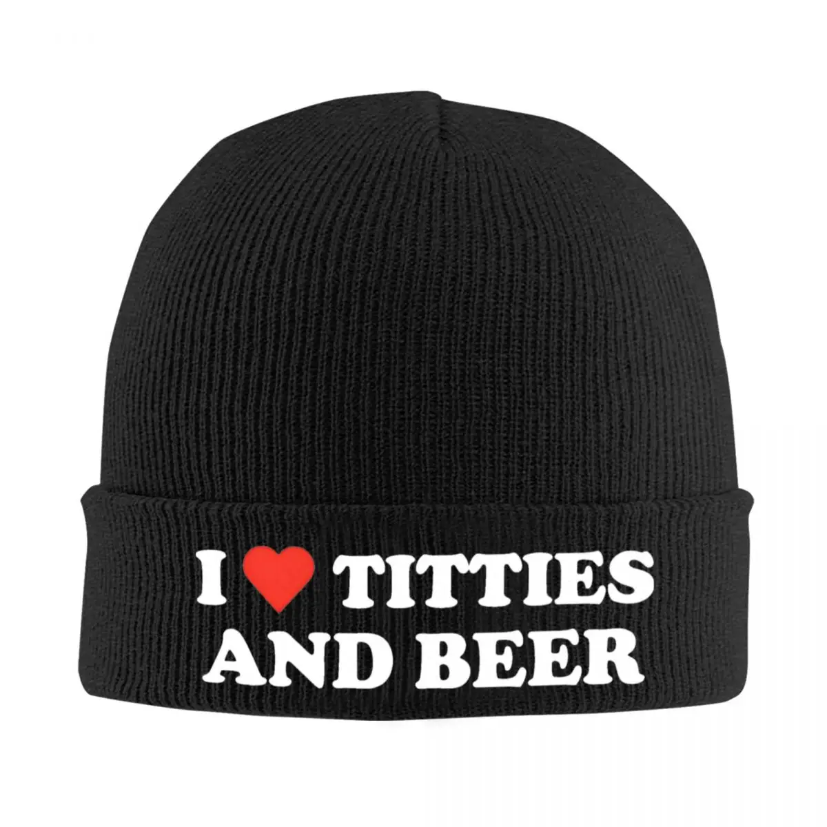 I Love Titties And Beer Knit Hat Beanies Autumn Winter Hats Warm Hip Hop Drink Acohol Vintage Epic Funny Cap dla mężczyzn Kobiety