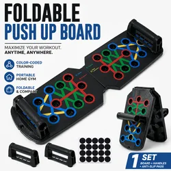 Foldable Push Up Board Portable Home Gym Workout Stand Color Coded Pushup Handles Fitness Training Muscle Builder Equipment Tool