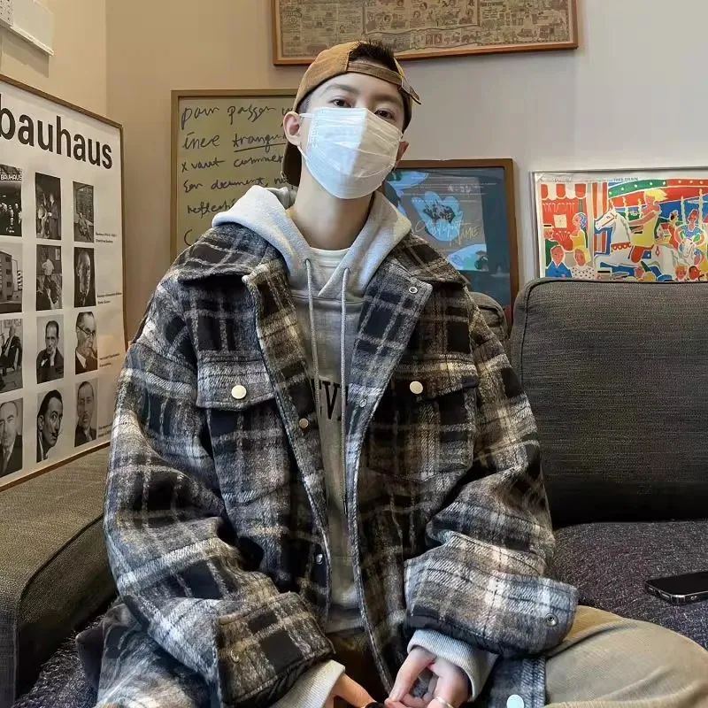 

Осенне-зимняя мужская бейсбольная куртка большого размера в клетку, легкая, быстросохнущая, из полиэфирного волокна, с длинными рукавами, в уличном стиле