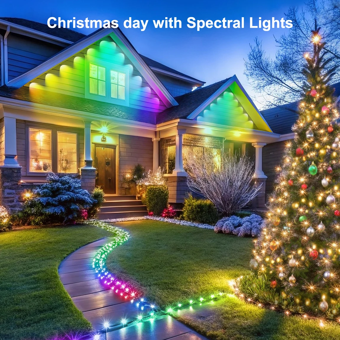 60M 100LEDS Permanent Outdoor Light Smart RGBIC Eaves Lights with APP Control Waterproof IP67 for Home Decor Halloween Christmas