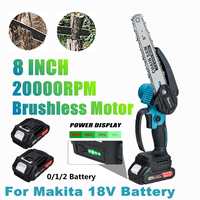 3000W 8 Inch Brushless Electric Chain Saw Rechargeable Handheld Pruning Mini Wood Power Tool For Makita 18V Battery