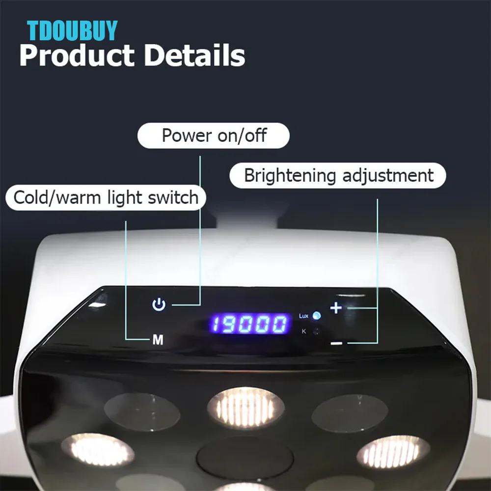 TDOUBUY Dental Surgical Lamp - 8-Bulb LED with Dual-Color Adjustable & Motion Sensor for Dental/Vet/Beauty Clinics